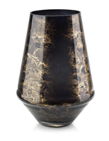 1 x RAW Customer Returns Terroso - Vase - Hand-blown black glass - Luxurious appearance, stylish elegant - 26 cm high - Marble look - Flower vase - RRP €69.58