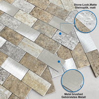 1 x RAW Customer Returns M MOFIT Self-adhesive wall tiles kitchen brick mosaic, peel and stick tile stickers matt 5 sheets, blue grey  - RRP €23.38