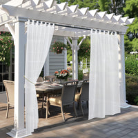 1 x RAW Customer Returns PONY DANCE Outdoor Curtain White Transparent 2 Pieces H 243 x W 137 cm Linen Look Outdoor Curtains Waterproof Terrace Curtains with Removable Loops Decorative Balcony Curtain Outdoor - RRP €32.41