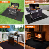 1 x RAW Customer Returns Outdoor Barbecue Fireproof Carpet Extra Large 160 x 130 cm Fire Resistant New 2024 Includes Apron and Ebook with Recipes Avoid Burning and Staining the Lawn or Soil Fireplace Rug - RRP €36.65