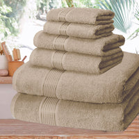 1 x RAW Customer Returns GLAMBURG Ultra Soft 6 Pack Cotton Towel Set Includes 2 Oversized Bath Towels 70 x 140cm, 2 Hand Towels 40 x 60cm and 2 Wash Bed Towels 30 x 30cm, Tan - RRP €24.98