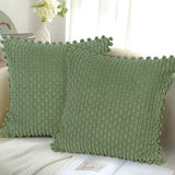 1 x Brand New SOMYTING 2PCS Cushion Cover Pillow Pillowcases Corduroy Cushion Cover Pompom Throw Pillow Decorative for Sofa Bed Living Room Decorative Pillowcase Pillowcase Decoration 45 x 45 cm Dark Green - RRP €20.4