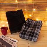 1 x RAW Customer Returns CityComfort Men s Winter Pajamas, 2-Piece Long-Sleeved Fleece Pajamas L, Black Plaid  - RRP €31.25