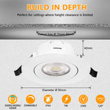 9 x Brand New Recessed LED Spotlights for Plasterboard, 7W Dimmable 230V IP44 Recessed Lights, Dimmable LED Recessed Spotlight 3000K 4000K 6500K, Adjustable at 45 Recessed LED Spotlight for Bathroom, Bathroom, Kitchen, Set of 6 - RRP €287.91