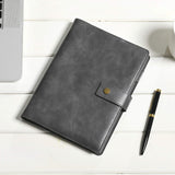 1 x RAW Customer Returns Wonderpool Leather Refillable Notebook Ring Binder A5 Diary - Dotted Paper Genuine Leather Inner Pockets for Travel Work and Organizer Gray, A5  - RRP €21.11