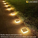 1 x RAW Customer Returns Lacasa Solar Floor Lights Outdoor, 30LM 4 Pack Solar Lights for Outdoor, Warm White 2700K IP68 Waterproof Auto ON OFF Solar Lamps LED Path Lights for Garden Lawn Patio Driveway, Square - RRP €38.99