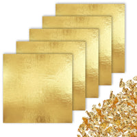 1 x RAW Customer Returns CZ Store Gold Leaf - 100 Pieces 14cm Sheets Set for Gilding, Arts Crafts, DIY Projects, Notebook Gift - Metallic Shimmer, Smooth Texture - RRP €9.06