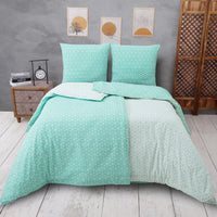 1 x RAW Customer Returns Vency Double Duvet Cover 135x200 4-Piece Turquoise - OEKO-TEX 80 Cotton 20 Polyester, 2x Duvet Cover with Zipper 2x Pillowcase with Envelope Closure 80x80 cm, Puzzle Model - RRP €35.91