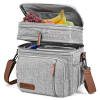 1 x RAW Customer Returns MIYCOO Cooler Bag Lunch Bag for Men and Women - Double Decker Lunch Bag, Lunch Bag - Leak-proof Picnic Bag for Adults for Camping, Picnic, BBQ, Office - RRP €24.99