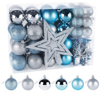 1 x RAW Customer Returns ilauke Christmas Bauble Set, 70 Pieces Shatterproof Christmas Baubles Christmas Tree Ornaments Hanging Christmas Decorations for Christmas Tree Wedding Party Blue and Silver - RRP €25.64