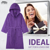 1 x RAW Customer Returns CityComfort bathrobe women s terry cloth with hood, cotton sauna bathrobe women, dressing gown women and teenagers S - XL - gifts for women purple, L  - RRP €23.59