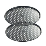 1 x RAW Customer Returns Monfish pizza tray 36cm round and perforated, set of 2, perforated non-stick pizza pan made of carbon steel, pizza mold for oven - RRP €34.66