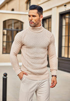 1 x RAW Customer Returns Coofandy Men s Long Sleeve Turtleneck Sweater Khaki M - RRP €35.39