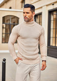 1 x RAW Customer Returns COOFANDY Turtleneck Sweater Men Winter Knitted Sweater Warm Slim Sweater Pullover Men s Long Sleeve Knitted Sweater Khaki S - RRP €28.27