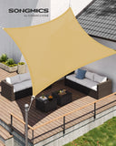 1 x RAW Customer Returns SONGMICS Awning Sail 3 x 4 m, in HDPE Fabric, Permeable to Air and Water, for Terrace, Garden, Balcony, Camping, Concave, 2 m Ropes, Sand Yellow GSS34EYV1 - RRP €32.71