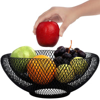 1 x RAW Customer Returns BELLE VOUS Fruit Bowl Black Fruit Basket Metal - 24cm Bowl Black Metal Basket Decorative Bowl Black Fruit Bowl Modern Fruit Bowl Fruit Basket Wire Basket Round for Fruit, Vegetable Storage, Kitchen, Decoration - RRP €23.99