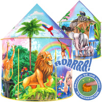 1 x RAW Customer Returns W O Jungle Adventure Children s Tent with Jungle Call Button, Jungle Animal Children s Tent, Pop-up Children s Play Tent, Children s Play Tents, Animals for Children - RRP €33.59