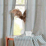 1 x RAW Customer Returns TOPICK Linen Curtains Striped Curtains with Eyelets Modern Beige Linen Look Curtain Living Room Privacy Curtain Light Filtering Eyelet Curtain with Stripes Pattern Set of 2 130 x 175 Blue on Beige - RRP €49.4