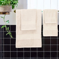 1 x RAW Customer Returns GLAMBURG Ultra Soft 6 Pack Cotton Towel Set, Includes 2 Oversized Bath Towels 70 x 140 cm, 2 Hand Towels 40 x 60 cm and 2 Laundry Room Towels 30 x 30 cm, Ivory - RRP €19.99