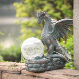 1 x RAW Customer Returns TERESA S COLLECTIONS Garden decoration for outdoors, garden figures for outdoors, 22.5 cm garden dragon figure with solar light, waterproof synthetic resin decoration figure for lawn terrace gifts for women - RRP €33.58