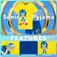 1 x RAW Customer Returns Sonic The Hedgehog Pajamas for Boys 4-12 Years Short Pajamas for Boys with Shorts and Short Sleeves Sonic Original Children s Clothing Gifts for Gamers Yellow Blue, 4-5 Years  - RRP €21.99