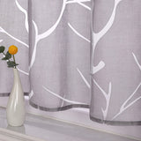 1 x RAW Customer Returns Delien voile window curtain with eyelets bistro curtains country house for kitchen transparent short curtains modern curtain Branch small window short curtain WxH 120x30cm, grey - RRP €16.13