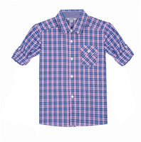 13 x Brand New BIENZOE Boys Cotton Plaid Button Down Shirt Pink Navy Size 3 4 DE 4-5 Years  - RRP €358.8