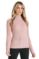 1 x Brand New CityComfort women s sweater with stand-up collar, knitted women s sweater XS, pink  - RRP €16.85