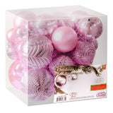 6 x Brand New PREXTEX Pink Christmas Balls for Christmas Decoration 36 Unbreakable Christmas Ornaments with Hanging Ring Christmas and Party Decoration Lot of Balls with 6 Styles in 3 Sizes - RRP €119.94