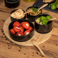 1 x RAW Customer Returns Moritz Moritz 9 pcs. Serving bowl set black including bamboo spoon - ceramic bowl set as tapas bowls, dip bowls, snack bowls and dessert bowls - RRP €20.16