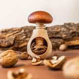 1 x RAW Customer Returns Creative Home Nutcracker Wood Mushroom-shaped 10x6cm Natural beech wood with screw mechanism Screw thread Solid Useful Nutcracker Mushroom - RRP €8.02