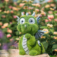 1 x RAW Customer Returns TERESA S COLLECTIONS Garden Decoration for Outdoors Cute Dragon Garden Figure with Eyes Solar Dragon Flocked with Moss Stone Dinosaur Weatherproof Garden Decoration Gifts for Women 22cm - RRP €22.5