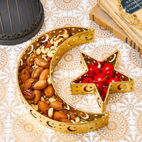 1 x RAW Customer Returns Photect 2 Pack Eid Mubarak Dessert Tray Muslim Ramadan Serving Tray Moon and Star Pastry Tray Islamic Snack Serving Tray Food Storage Container, Gold - RRP €24.58