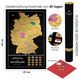 1 x RAW Customer Returns Scratch-Off Map of Germany Large 61 x 41 cm - Germany Map Scratch-off Map - Scratch-off Germany Map Gift - Travel Map Germany Map - Black and Gold Scratch off Germany Map Poster - RRP €35.28