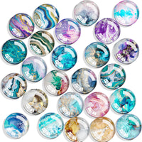 1 x RAW Customer Returns SOSMAR - Set of 24 fridge magnets - Decorative glass cabochons glass magnets 3D magnets for fridge, magnetic board, whiteboard, pin board etc. Round 30mm Marble  - RRP €12.1