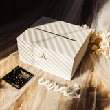 1 x RAW Customer Returns Creative Deco White wooden box with lid card box wedding 29x25x15 cm Money gifts wooden box with slot, lock and key gift card box money box letter box box Storage donation box - RRP €40.28