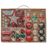 5 x Brand New Valery Madelyn Christmas balls 70 pcs plastic Christmas tree balls Christmas decoration Christmas tree decoration set with Christmas tree top and matching hanger country road theme red green gold - RRP €141.1