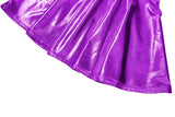 1 x RAW Customer Returns EXCHIC Women s Shiny Metallic Skater Mini Skirt Fashion Elastic Flared Mini Skirt S, Purple  - RRP €19.14