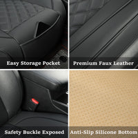 1 x RAW Customer Returns Vankerful 2-Pack Leather Front Car Seat Covers, Under Seat Covers for Cars, Driver Car Seat Cushion Cover, Luxury Seat Protectors, Waterproof, Anti-Slip, Full Wrap, for Most Vehicles, Trucks, SUVs Black  - RRP €49.99