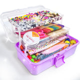 1 x RAW Customer Returns LINAYE 3000 Pcs Craft Set for Children Craft Box Craft Material Set, Craft Case Include Pompoms, Pipe Cleaners, Scrapbooking Crafts Children Age 4 to 10 Gift for Boy Girl Craft Supplies Purple - RRP €26.99