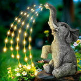 1 x RAW Customer Returns GIGALUMI Upgraded Elephant Statue Garden Decoration True Watering Elephant Figurine Solar Powered LED Lights, Gifts for Women, Birthday Gifts for Women, Elephant Decoration for Patio - RRP €29.99