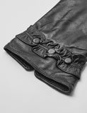 1 x Brand New YISEVEN Women s Winter Genuine Leather Gloves Ruffle Design Gifts, Black Medium 7.0  - RRP €29.99