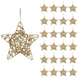 1 x RAW Customer Returns Belle Vous Christmas tree decorations 24 pieces - 14 x 14 cm golden metal stars, Christmas tree decoration star pendant with cord - Christmas decoration Christmas tree pendant gold for tree, fireplace, wreath, - RRP €18.08