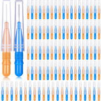 1 x RAW Customer Returns 100 Pieces Interdental Brush Dental Floss Toothpick Oral Dental Hygiene Brush Dental Floss Toothpick Tooth Cleaning Tool Orange and Blue  - RRP €16.13