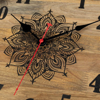 1 x RAW Customer Returns Foxtop Wooden Wall Clock Mandala Silent Without Ticking Noises 30 cm Decorative Solid Wood Clock for Living Room Kitchen Office Caf Bar - RRP €29.23