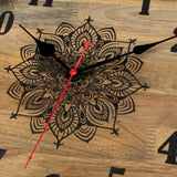 1 x RAW Customer Returns Foxtop Wooden Wall Clock Mandala Silent Without Ticking Noises 30 cm Decorative Solid Wood Clock for Living Room Kitchen Office Caf Bar - RRP €29.23