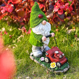 1 x RAW Customer Returns TERESA S COLLECTIONS Garden Decoration for Outdoors with Solar Lighting 22cm Waterproof Garden Gnome Figures with Lawnmower Made of Synthetic Resin Garden Gnomes for Outdoors Yard Lawn Balcony Gifts for Women - RRP €35.34