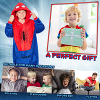 1 x RAW Customer Returns Marvel Spiderman Bat Blanket for Children and Teenagers - One Size Fleece Hooded Blanket - Spiderman Gifts - RRP €30.99