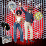 2 x Brand New 2 pieces of disco party decorations, disco ball decoration for photo booths 1x2m, fringe curtains made of silver foil with 2 balloons, disco ball decoration for 70 80s decoration disco dance feve theme - RRP €60.0