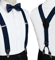 1 x RAW Customer Returns JEMYGINS Men s Suspenders with Four Clips and Elastic Strap on the Back including Bow Tie Set Wine Red - RRP €24.0